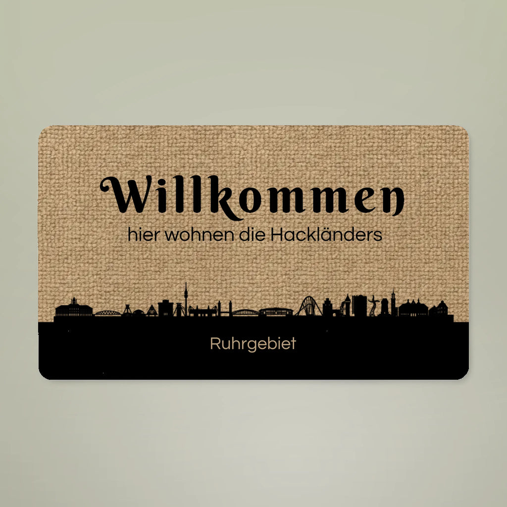 Willkommen Skyline - Personalisierbare Fußmatte